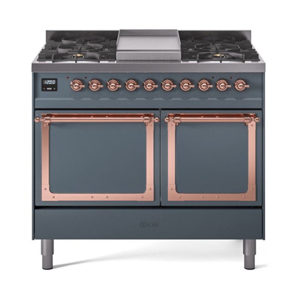 ILVE Nostalgie II Noblesse 40?? Dual Fuel Freestanding Range 6 Sealed Burners + Griddle with Solid Door - UND40FQNMP - Image 9