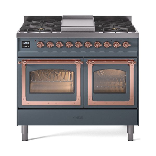 ILVE Nostalgie II Noblesse 40" Dual Fuel Freestanding Range with 9 Sealed Burners + Griddle Triple Glass Door - UND40FNMP - Image 9