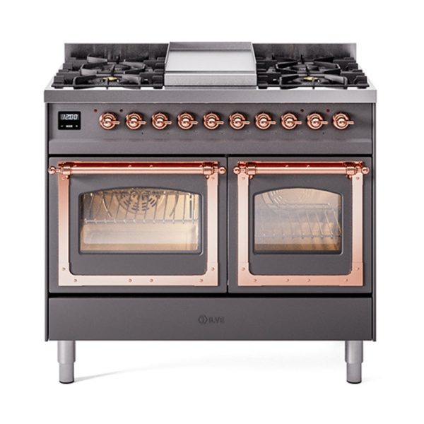 ILVE Nostalgie II Noblesse 40" Dual Fuel Freestanding Range with 9 Sealed Burners + Griddle Triple Glass Door - UND40FNMP - Image 29