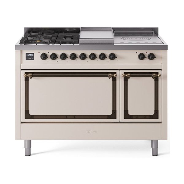 ILVE Nostalgie II Noblesse 48" Dual Fuel Freestanding Range 5 Sealed Burners + Griddle + French Top with Solid Door - UN48FSQNMP - Image 2