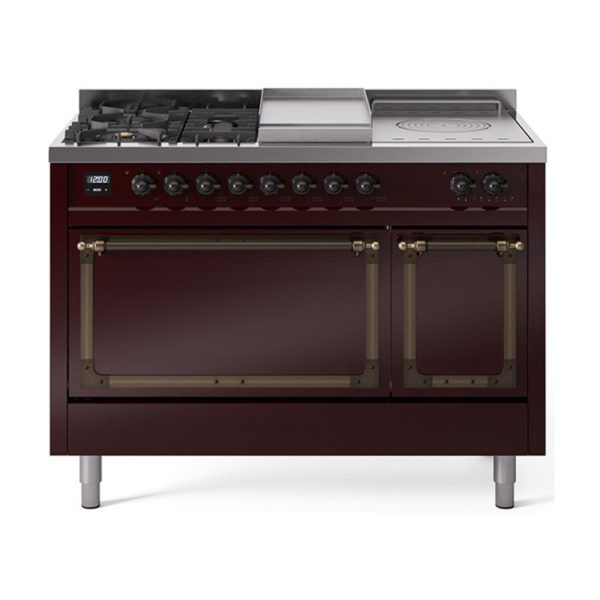 ILVE Nostalgie II Noblesse 48" Dual Fuel Freestanding Range 5 Sealed Burners + Griddle + French Top with Solid Door - UN48FSQNMP - Image 14