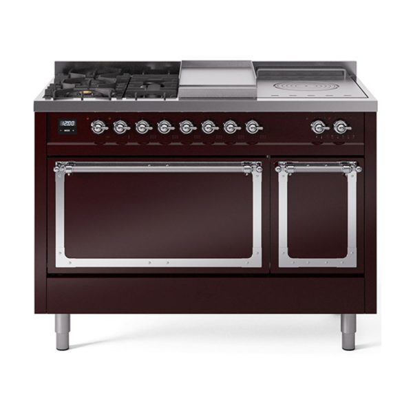 ILVE Nostalgie II Noblesse 48" Dual Fuel Freestanding Range 5 Sealed Burners + Griddle + French Top with Solid Door - UN48FSQNMP - Image 15
