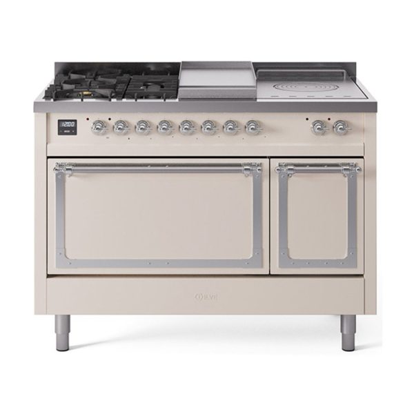 ILVE Nostalgie II Noblesse 48" Dual Fuel Freestanding Range 5 Sealed Burners + Griddle + French Top with Solid Door - UN48FSQNMP - Image 3
