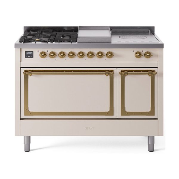 ILVE Nostalgie II Noblesse 48" Dual Fuel Freestanding Range 5 Sealed Burners + Griddle + French Top with Solid Door - UN48FSQNMP - Image 4