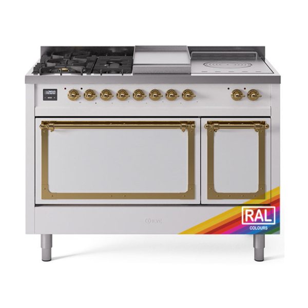 ILVE Nostalgie II Noblesse 48" Dual Fuel Freestanding Range 5 Sealed Burners + Griddle + French Top with Solid Door - UN48FSQNMP - Image 32