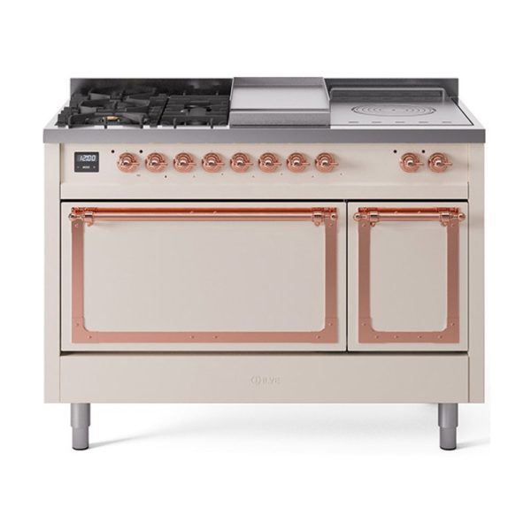 ILVE Nostalgie II Noblesse 48" Dual Fuel Freestanding Range 5 Sealed Burners + Griddle + French Top with Solid Door - UN48FSQNMP - Image 5