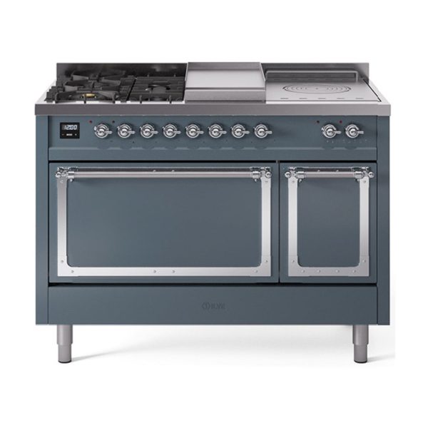 ILVE Nostalgie II Noblesse 48" Dual Fuel Freestanding Range 5 Sealed Burners + Griddle + French Top with Solid Door - UN48FSQNMP - Image 7