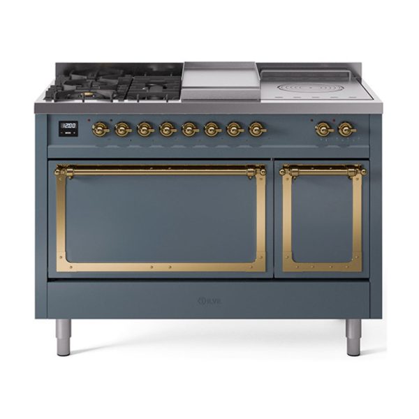 ILVE Nostalgie II Noblesse 48" Dual Fuel Freestanding Range 5 Sealed Burners + Griddle + French Top with Solid Door - UN48FSQNMP - Image 8