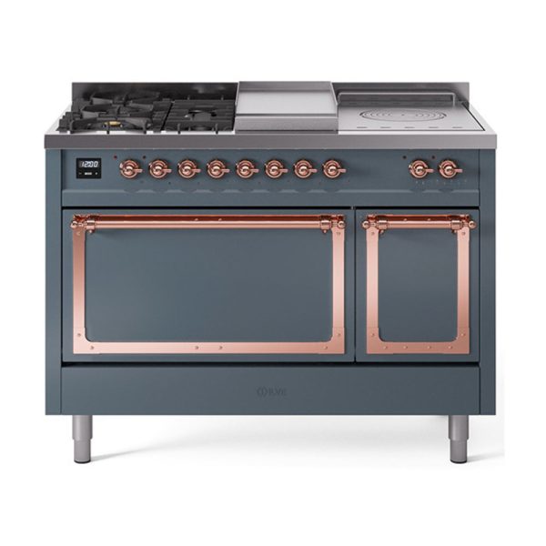 ILVE Nostalgie II Noblesse 48" Dual Fuel Freestanding Range 5 Sealed Burners + Griddle + French Top with Solid Door - UN48FSQNMP - Image 9