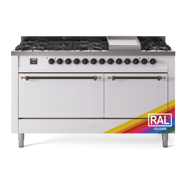 ILVE Nostalgie II Noblesse 60?? Dual Fuel Freestanding Range 9 Sealed Burners + Griddle with Solid Door - UN60FQNMP - Image 30