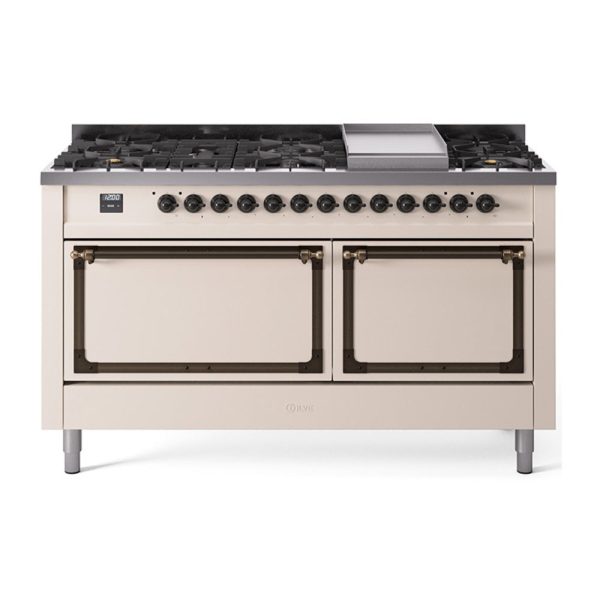 ILVE Nostalgie II Noblesse 60?? Dual Fuel Freestanding Range 9 Sealed Burners + Griddle with Solid Door - UN60FQNMP - Image 2