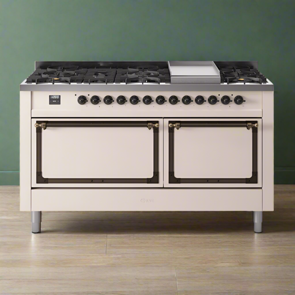 ILVE Nostalgie II Noblesse 60?? Dual Fuel Freestanding Range 9 Sealed Burners + Griddle with Solid Door - UN60FQNMP