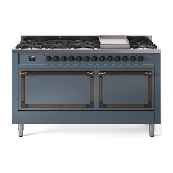 ILVE Nostalgie II Noblesse 60?? Dual Fuel Freestanding Range 9 Sealed Burners + Griddle with Solid Door - UN60FQNMP - Image 6