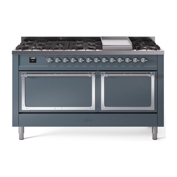 ILVE Nostalgie II Noblesse 60?? Dual Fuel Freestanding Range 9 Sealed Burners + Griddle with Solid Door - UN60FQNMP - Image 7