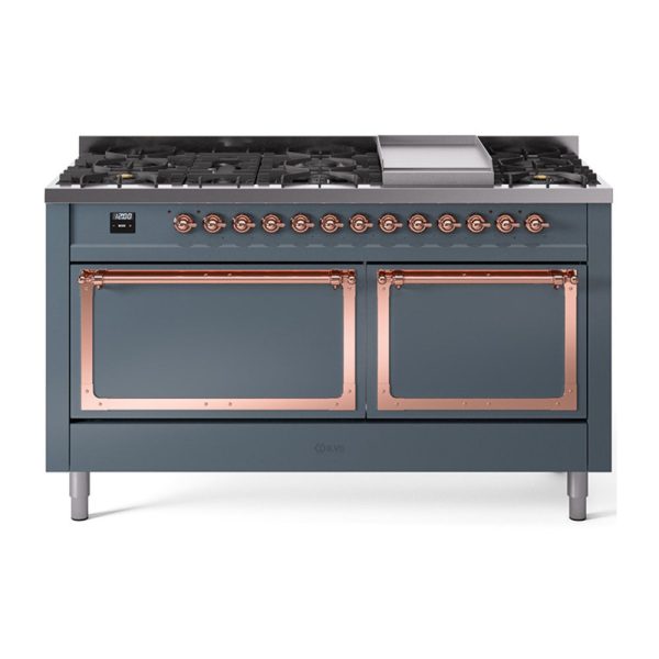 ILVE Nostalgie II Noblesse 60?? Dual Fuel Freestanding Range 9 Sealed Burners + Griddle with Solid Door - UN60FQNMP - Image 9