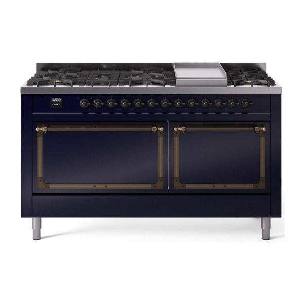 ILVE Nostalgie II Noblesse 60?? Dual Fuel Freestanding Range 9 Sealed Burners + Griddle with Solid Door - UN60FQNMP - Image 18