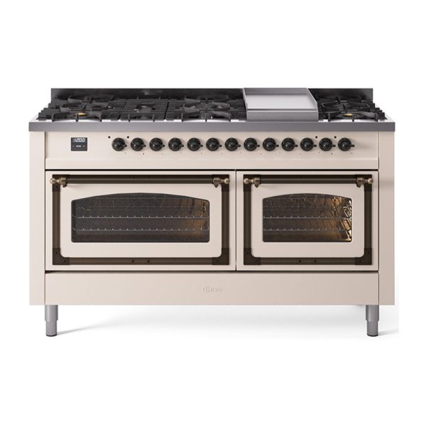 ILVE Nostalgie II Noblesse 60" Dual Fuel Freestanding Range with 9 Sealed Burners + Griddle with Triple Glass Door - UN60FNMP - Image 2