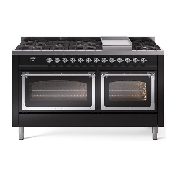 ILVE Nostalgie II Noblesse 60" Dual Fuel Freestanding Range with 9 Sealed Burners + Griddle with Triple Glass Door - UN60FNMP - Image 11