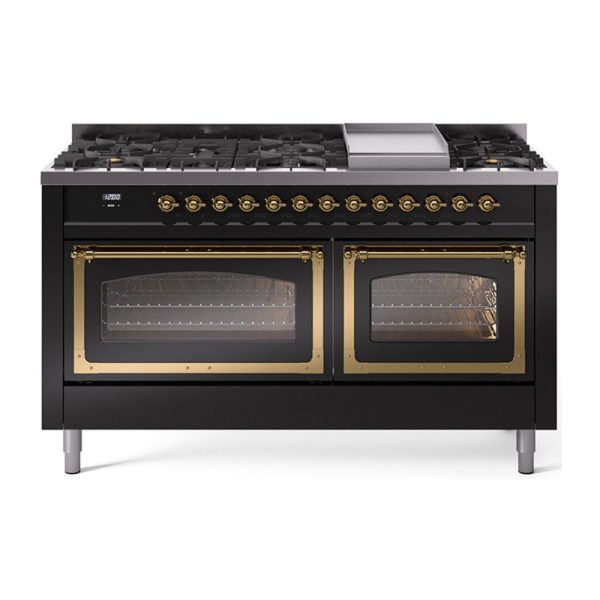 ILVE Nostalgie II Noblesse 60" Dual Fuel Freestanding Range with 9 Sealed Burners + Griddle with Triple Glass Door - UN60FNMP - Image 12