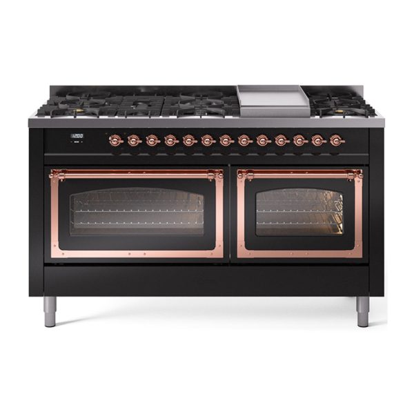 ILVE Nostalgie II Noblesse 60" Dual Fuel Freestanding Range with 9 Sealed Burners + Griddle with Triple Glass Door - UN60FNMP - Image 13