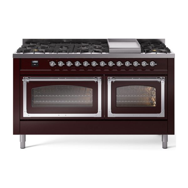 ILVE Nostalgie II Noblesse 60" Dual Fuel Freestanding Range with 9 Sealed Burners + Griddle with Triple Glass Door - UN60FNMP - Image 15
