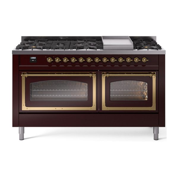 ILVE Nostalgie II Noblesse 60" Dual Fuel Freestanding Range with 9 Sealed Burners + Griddle with Triple Glass Door - UN60FNMP - Image 16