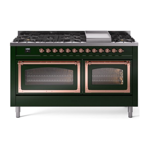 ILVE Nostalgie II Noblesse 60" Dual Fuel Freestanding Range with 9 Sealed Burners + Griddle with Triple Glass Door - UN60FNMP - Image 21