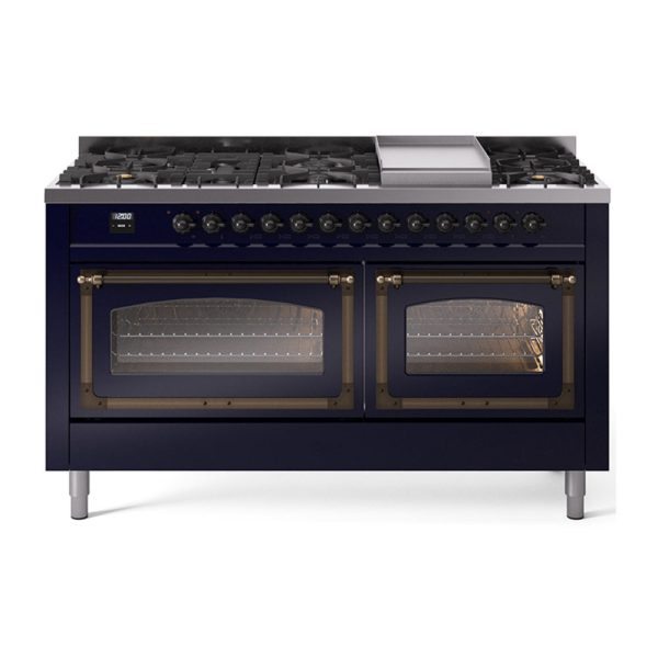 ILVE Nostalgie II Noblesse 60" Dual Fuel Freestanding Range with 9 Sealed Burners + Griddle with Triple Glass Door - UN60FNMP - Image 22