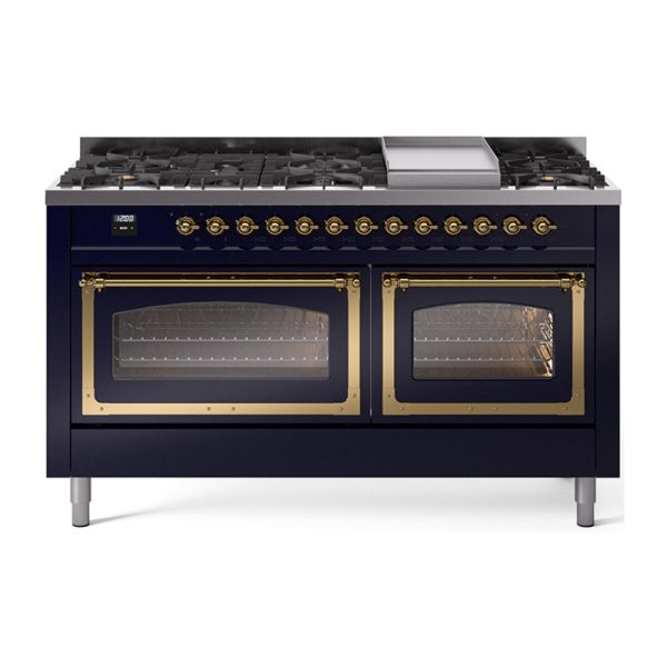 ILVE Nostalgie II Noblesse 60" Dual Fuel Freestanding Range with 9 Sealed Burners + Griddle with Triple Glass Door - UN60FNMP - Image 24