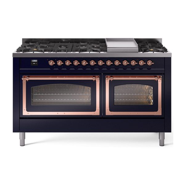 ILVE Nostalgie II Noblesse 60" Dual Fuel Freestanding Range with 9 Sealed Burners + Griddle with Triple Glass Door - UN60FNMP - Image 25