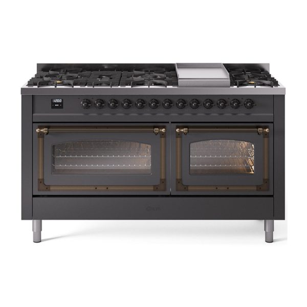 ILVE Nostalgie II Noblesse 60" Dual Fuel Freestanding Range with 9 Sealed Burners + Griddle with Triple Glass Door - UN60FNMP - Image 26