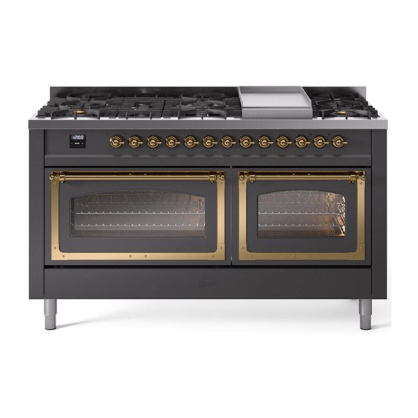 ILVE Nostalgie II Noblesse 60" Dual Fuel Freestanding Range with 9 Sealed Burners + Griddle with Triple Glass Door - UN60FNMP - Image 28