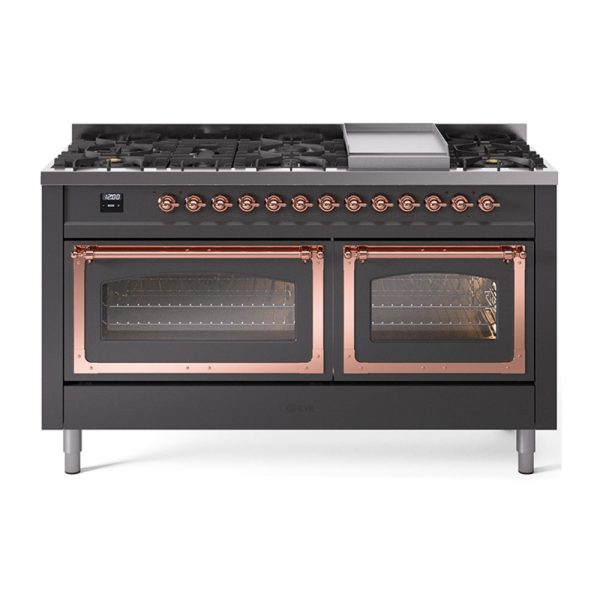 ILVE Nostalgie II Noblesse 60" Dual Fuel Freestanding Range with 9 Sealed Burners + Griddle with Triple Glass Door - UN60FNMP - Image 29