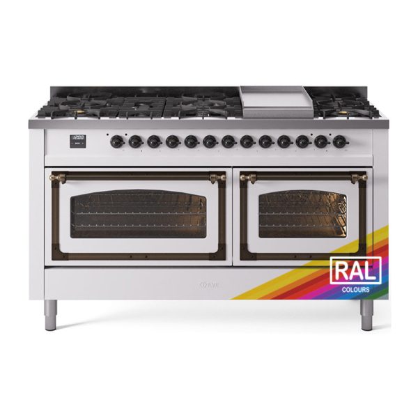 ILVE Nostalgie II Noblesse 60" Dual Fuel Freestanding Range with 9 Sealed Burners + Griddle with Triple Glass Door - UN60FNMP - Image 30