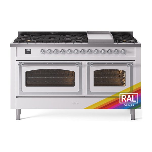 ILVE Nostalgie II Noblesse 60" Dual Fuel Freestanding Range with 9 Sealed Burners + Griddle with Triple Glass Door - UN60FNMP - Image 31