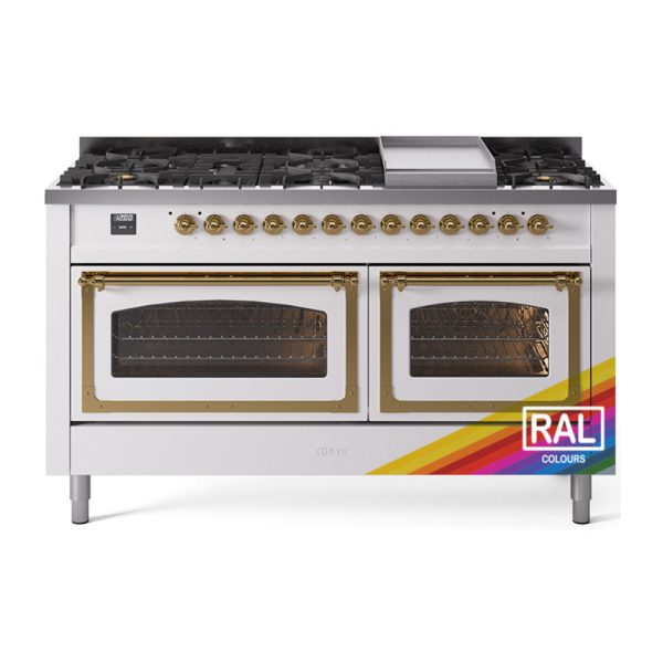 ILVE Nostalgie II Noblesse 60" Dual Fuel Freestanding Range with 9 Sealed Burners + Griddle with Triple Glass Door - UN60FNMP - Image 32