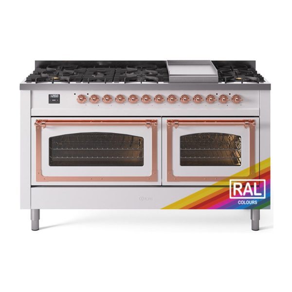 ILVE Nostalgie II Noblesse 60" Dual Fuel Freestanding Range with 9 Sealed Burners + Griddle with Triple Glass Door - UN60FNMP - Image 33
