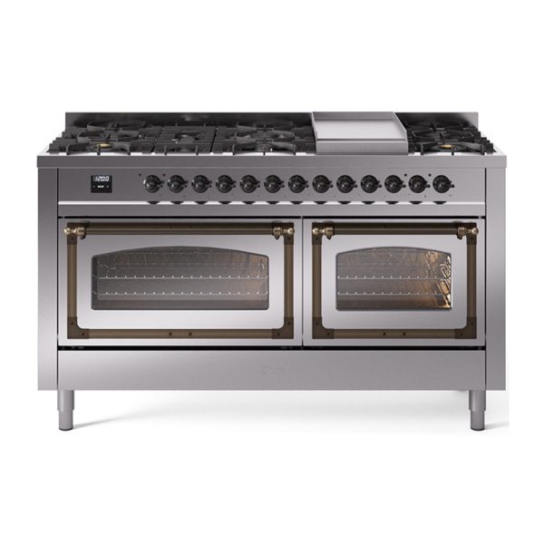 ILVE Nostalgie II Noblesse 60" Dual Fuel Freestanding Range with 9 Sealed Burners + Griddle with Triple Glass Door - UN60FNMP - Image 34