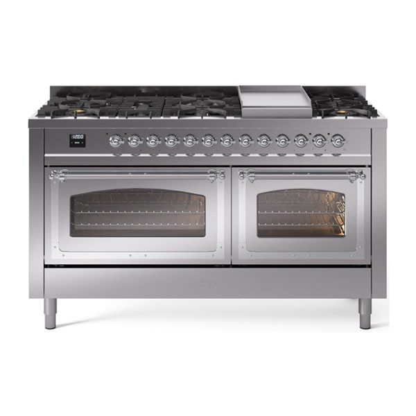 ILVE Nostalgie II Noblesse 60" Dual Fuel Freestanding Range with 9 Sealed Burners + Griddle with Triple Glass Door - UN60FNMP - Image 35