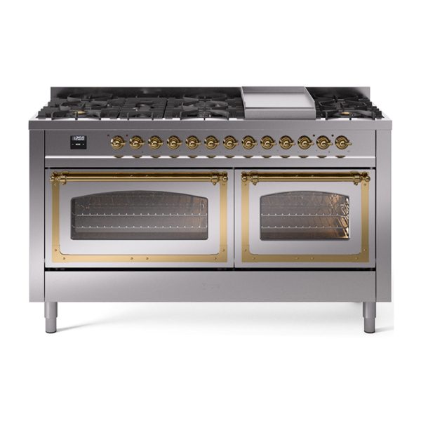 ILVE Nostalgie II Noblesse 60" Dual Fuel Freestanding Range with 9 Sealed Burners + Griddle with Triple Glass Door - UN60FNMP - Image 36