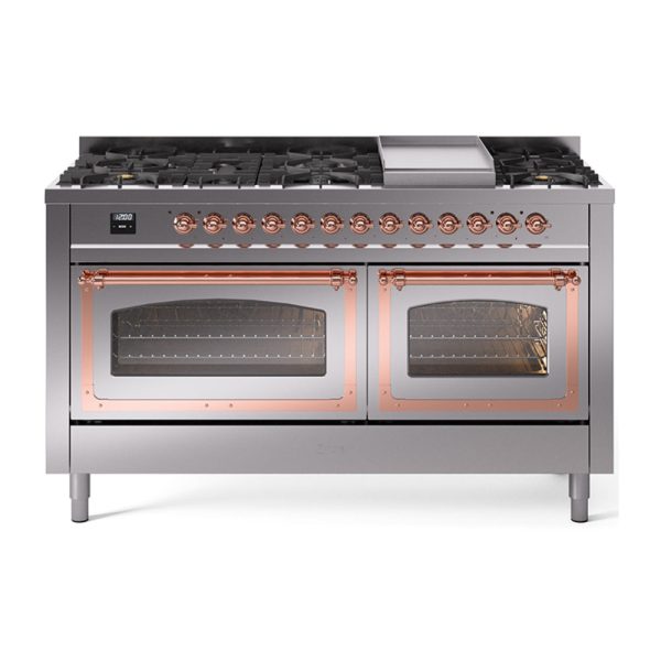 ILVE Nostalgie II Noblesse 60" Dual Fuel Freestanding Range with 9 Sealed Burners + Griddle with Triple Glass Door - UN60FNMP - Image 37