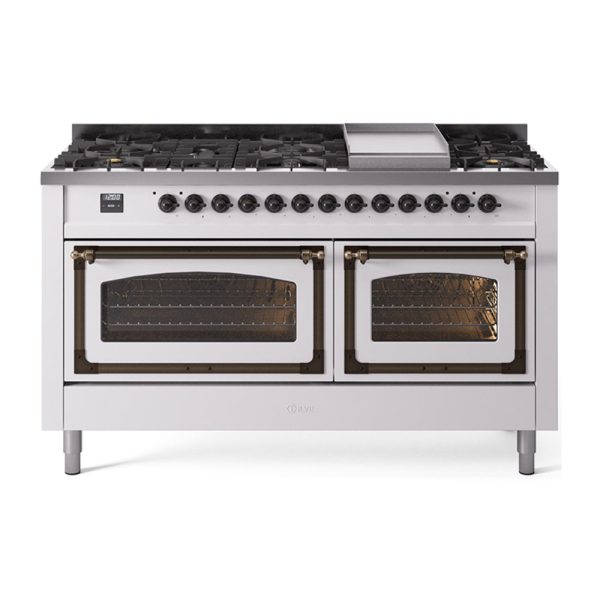 ILVE Nostalgie II Noblesse 60" Dual Fuel Freestanding Range with 9 Sealed Burners + Griddle with Triple Glass Door - UN60FNMP - Image 38