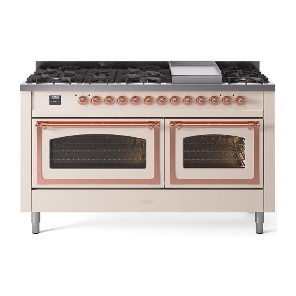 ILVE Nostalgie II Noblesse 60" Dual Fuel Freestanding Range with 9 Sealed Burners + Griddle with Triple Glass Door - UN60FNMP - Image 5