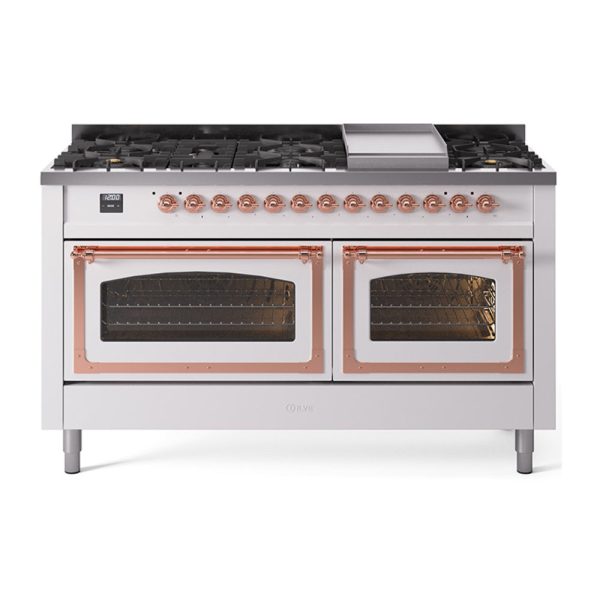 ILVE Nostalgie II Noblesse 60" Dual Fuel Freestanding Range with 9 Sealed Burners + Griddle with Triple Glass Door - UN60FNMP - Image 41