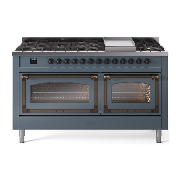 ILVE Nostalgie II Noblesse 60" Dual Fuel Freestanding Range with 9 Sealed Burners + Griddle with Triple Glass Door - UN60FNMP - Image 6