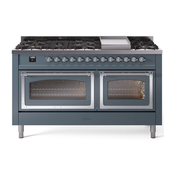 ILVE Nostalgie II Noblesse 60" Dual Fuel Freestanding Range with 9 Sealed Burners + Griddle with Triple Glass Door - UN60FNMP - Image 7