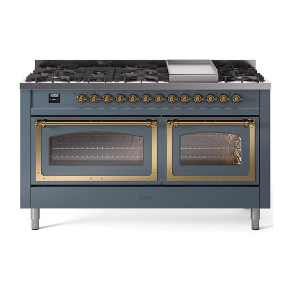 ILVE Nostalgie II Noblesse 60" Dual Fuel Freestanding Range with 9 Sealed Burners + Griddle with Triple Glass Door - UN60FNMP - Image 8