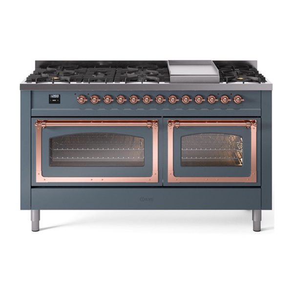 ILVE Nostalgie II Noblesse 60" Dual Fuel Freestanding Range with 9 Sealed Burners + Griddle with Triple Glass Door - UN60FNMP - Image 9