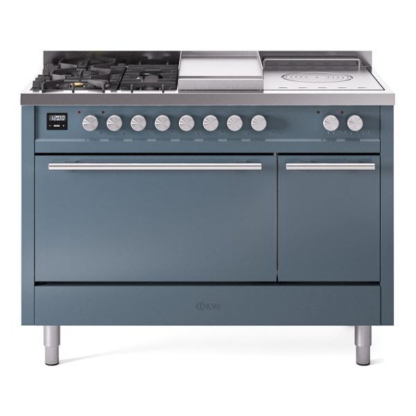 ILVE Professional Plus II 48" Dual Fuel Range with 5 Sealed Burners + Griddle + French Top Solid Door - UP48FSQMP - Image 2