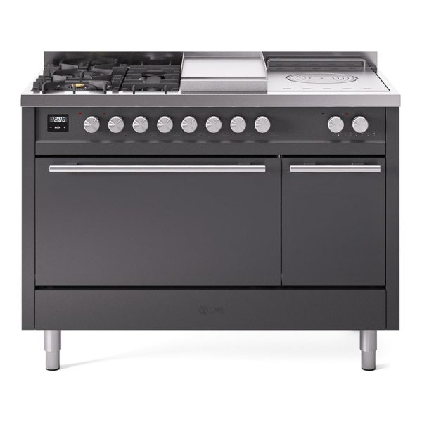 ILVE Professional Plus II 48" Dual Fuel Range with 5 Sealed Burners + Griddle + French Top Solid Door - UP48FSQMP - Image 4